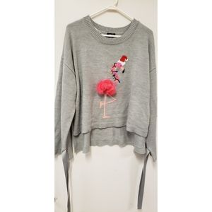 Flamingo Christmas cropped sweater
